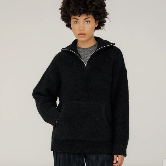 NWT Bare Knitwear Billy Zip Sweater in Classic Black XS - Picture 1 of 9